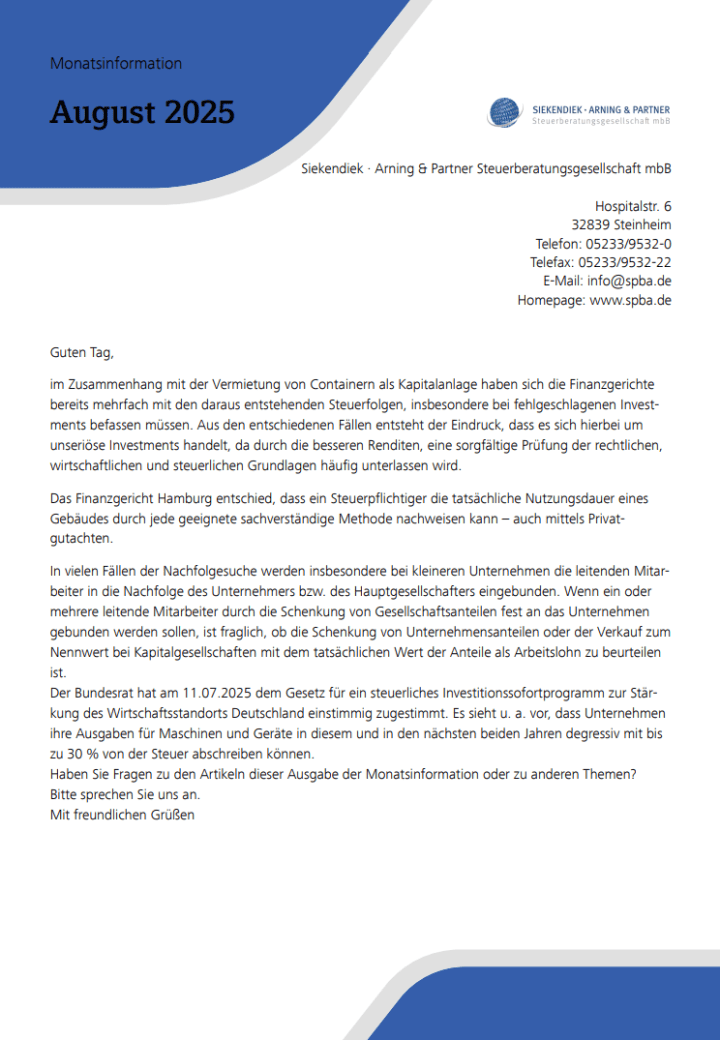 Mandanten-Monatsinformation 08/2025