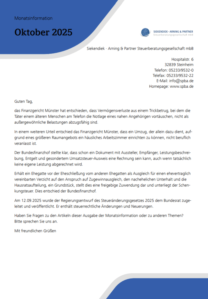 Mandanten-Monatsinformation 10/2025