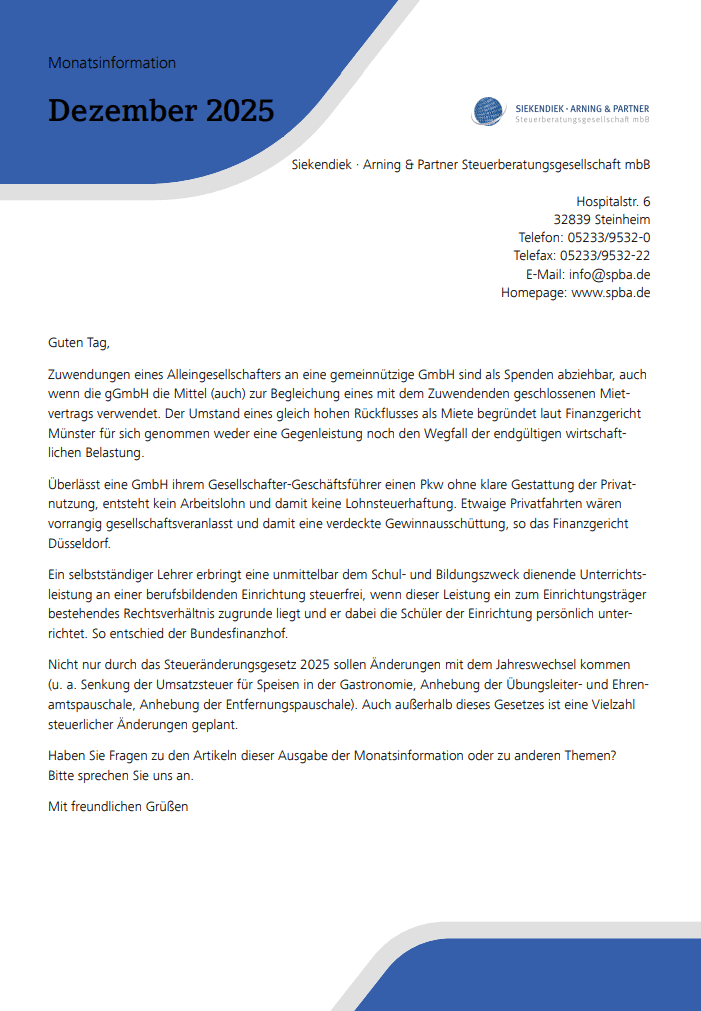 Mandanten-Monatsinformation 12/2025